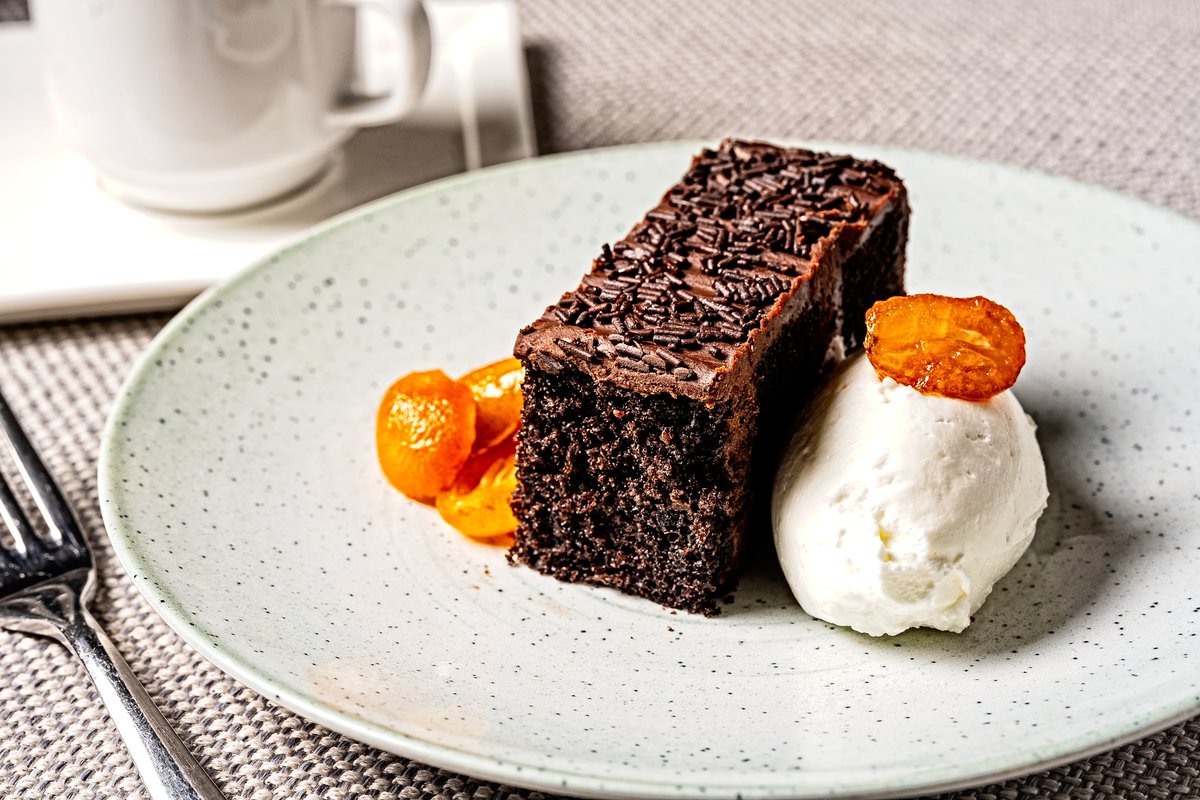 Dessert - Chocolate cake on a dish